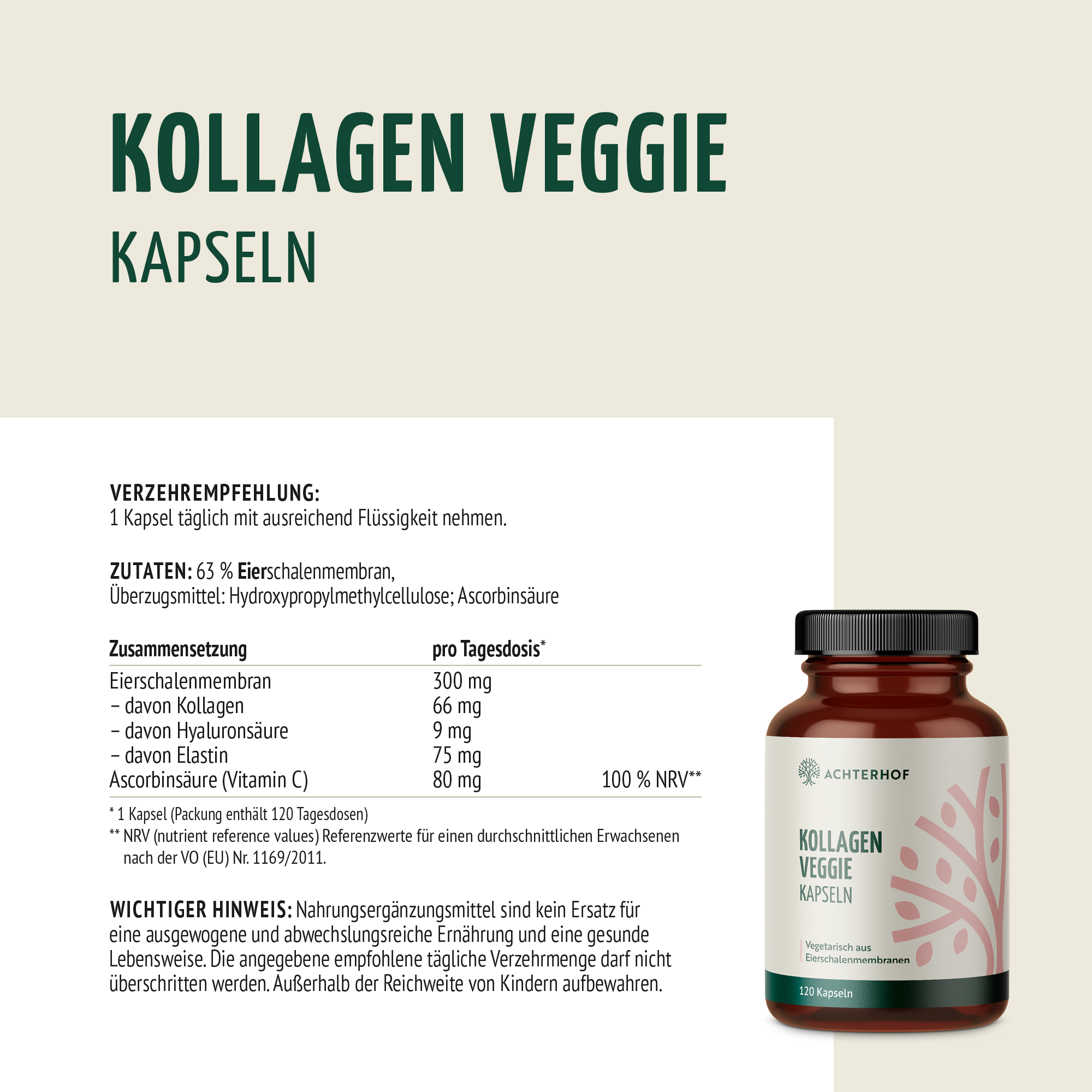Kollagen Veggie Kapseln (120 Kapseln)