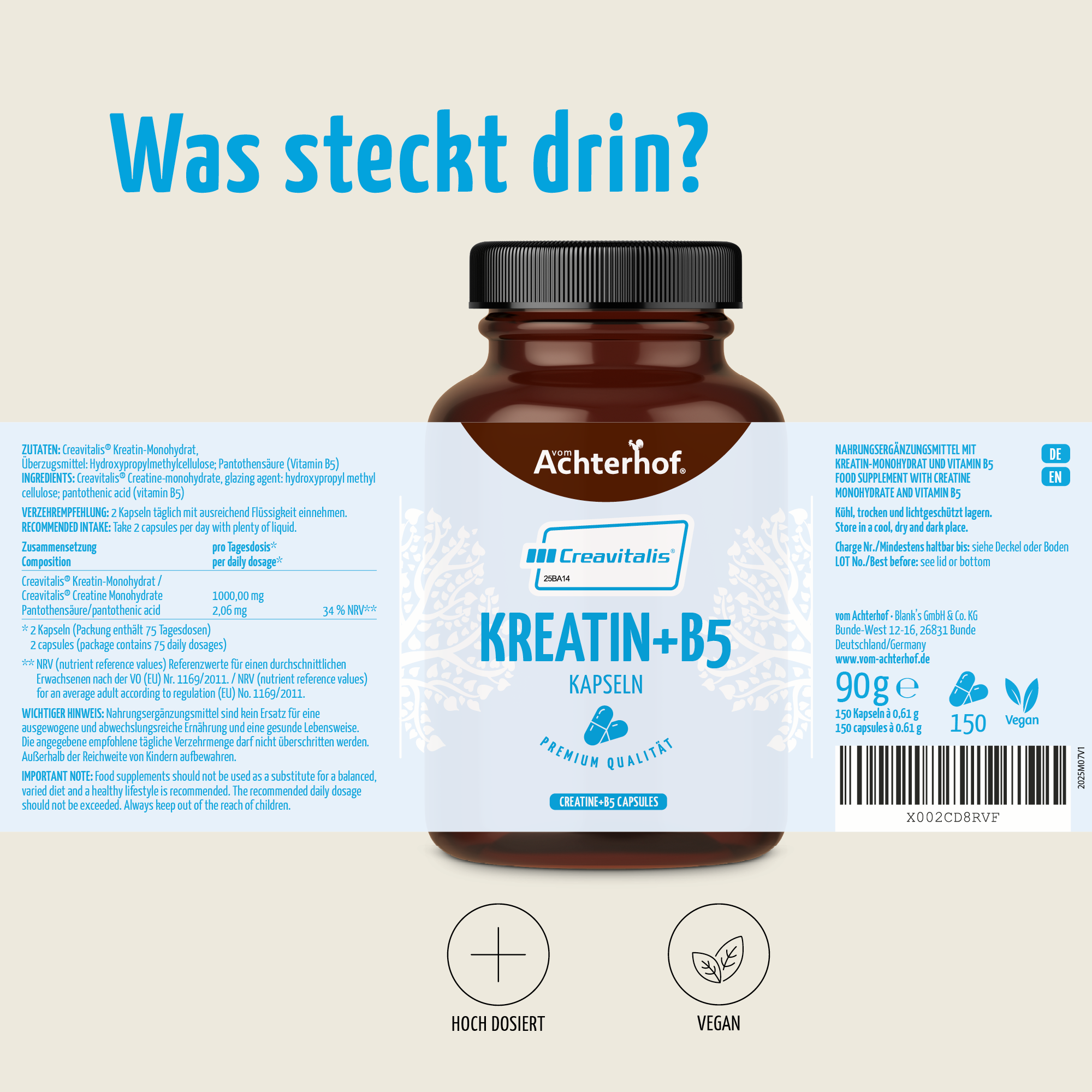 Kreatin+B5 Kapseln (150 Kapseln)