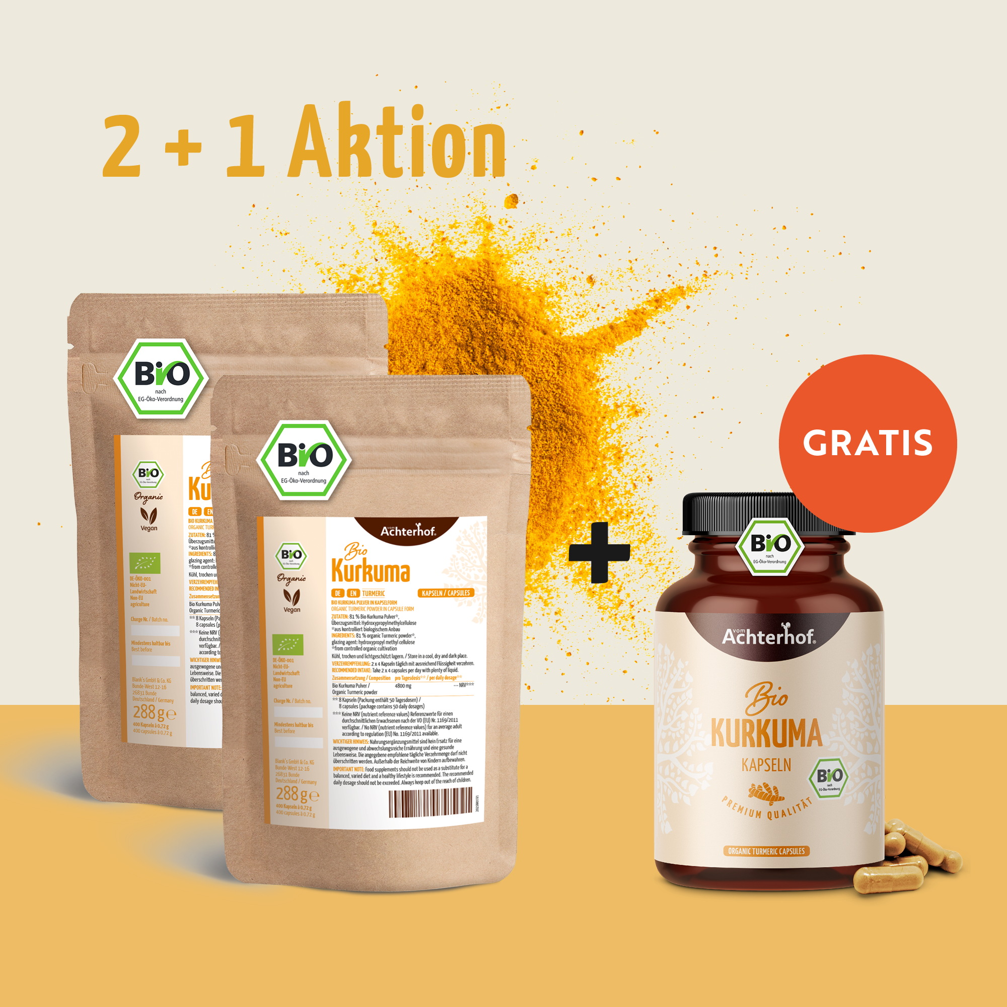 Kurkuma Kapseln: 2+1 Aktion