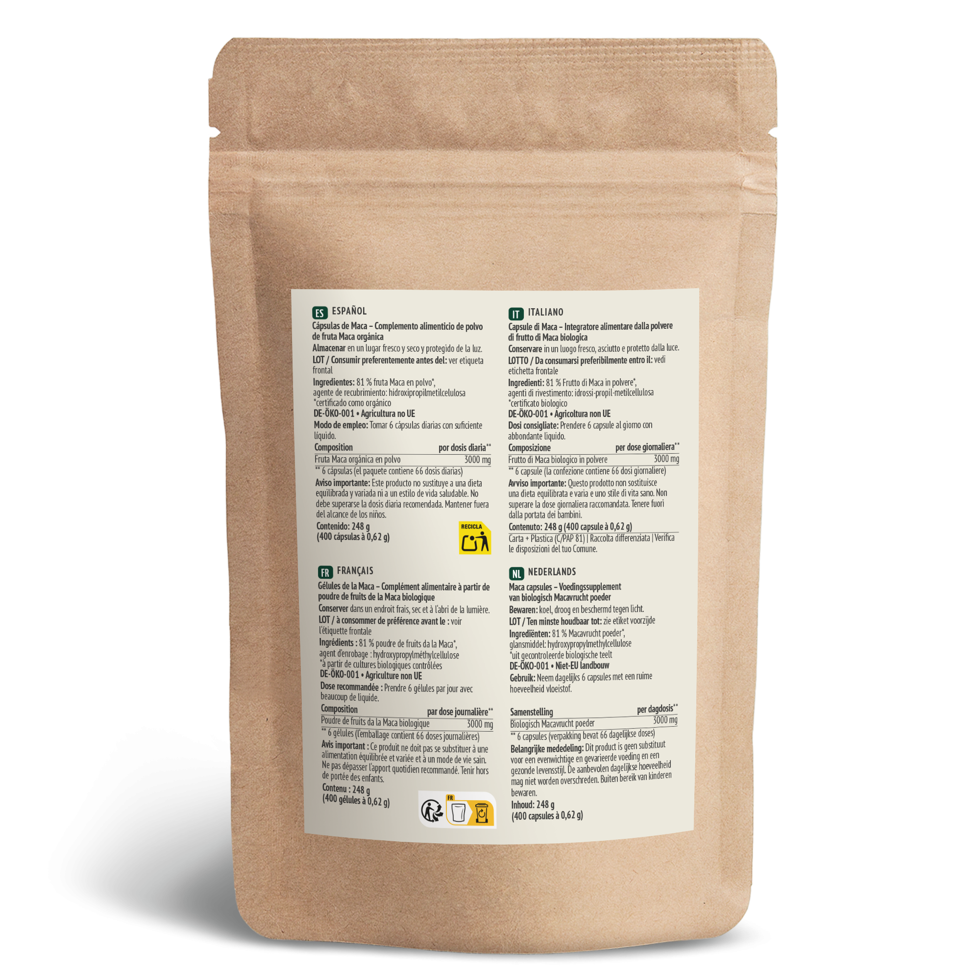 Bio Maca Kapseln Nachfüllpack (400 Kapseln)