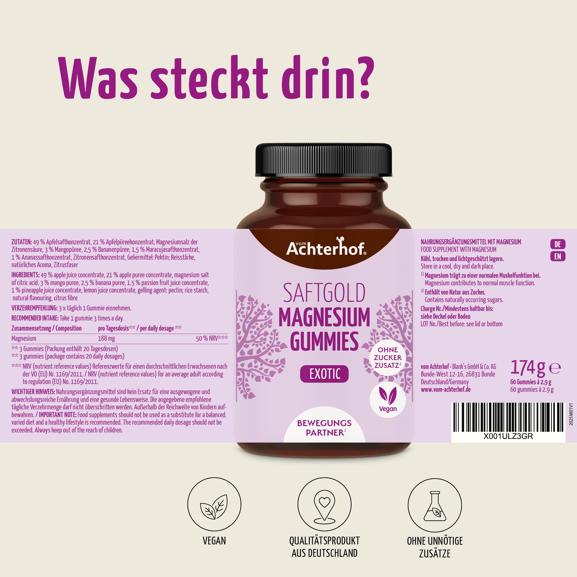 Saftgold Magnesium Gummies Exotische Früchte 3+1 gratis (240 Stück)