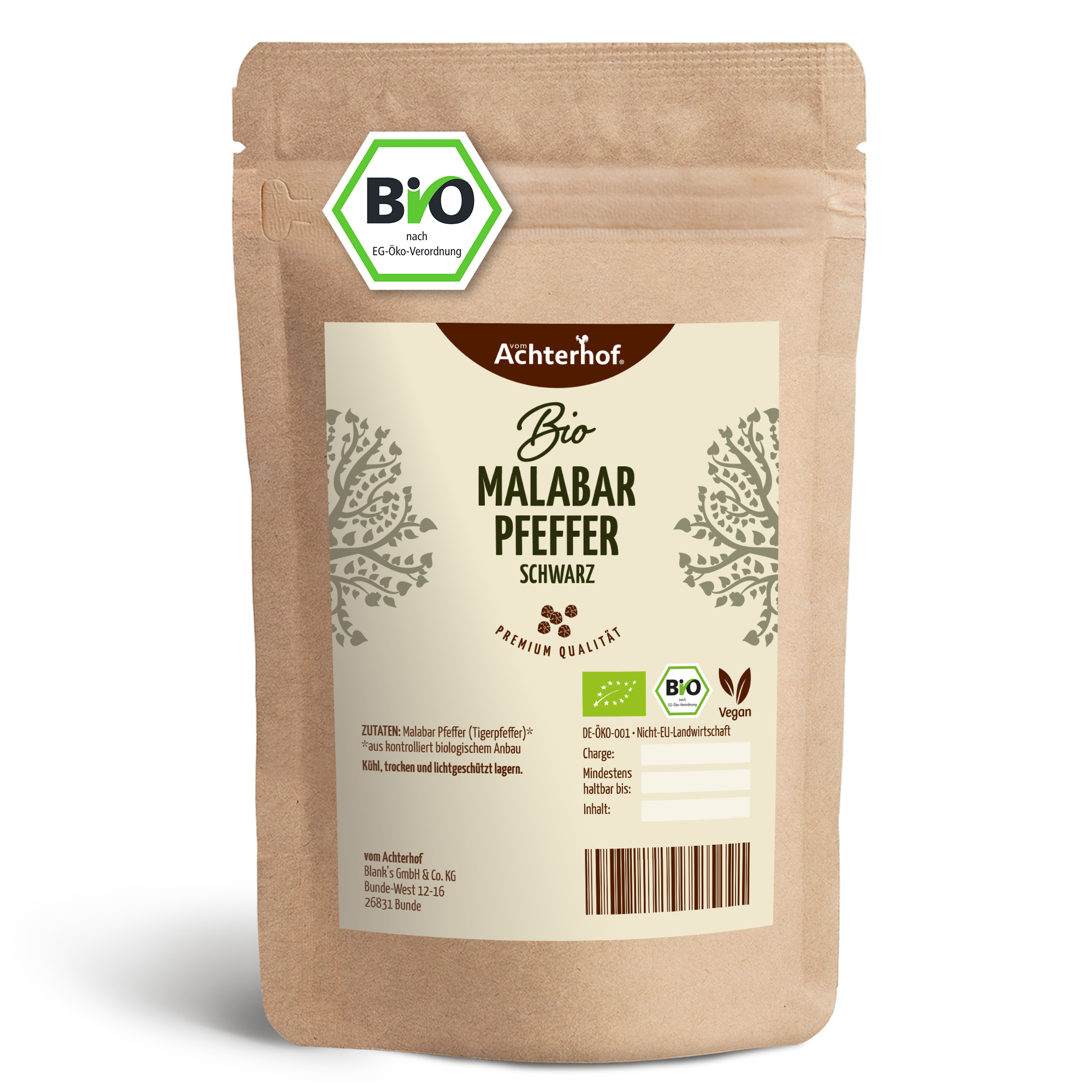 Malabar Pfeffer schwarz ganz Bio (100g)