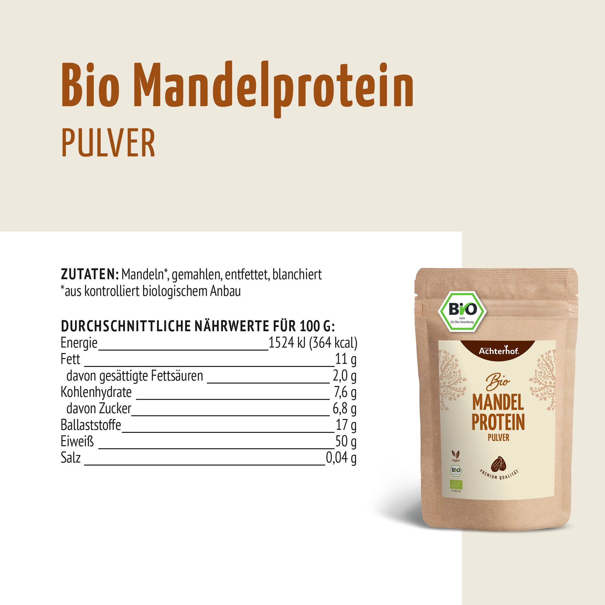 Bio Mandelprotein Pulver (500g)