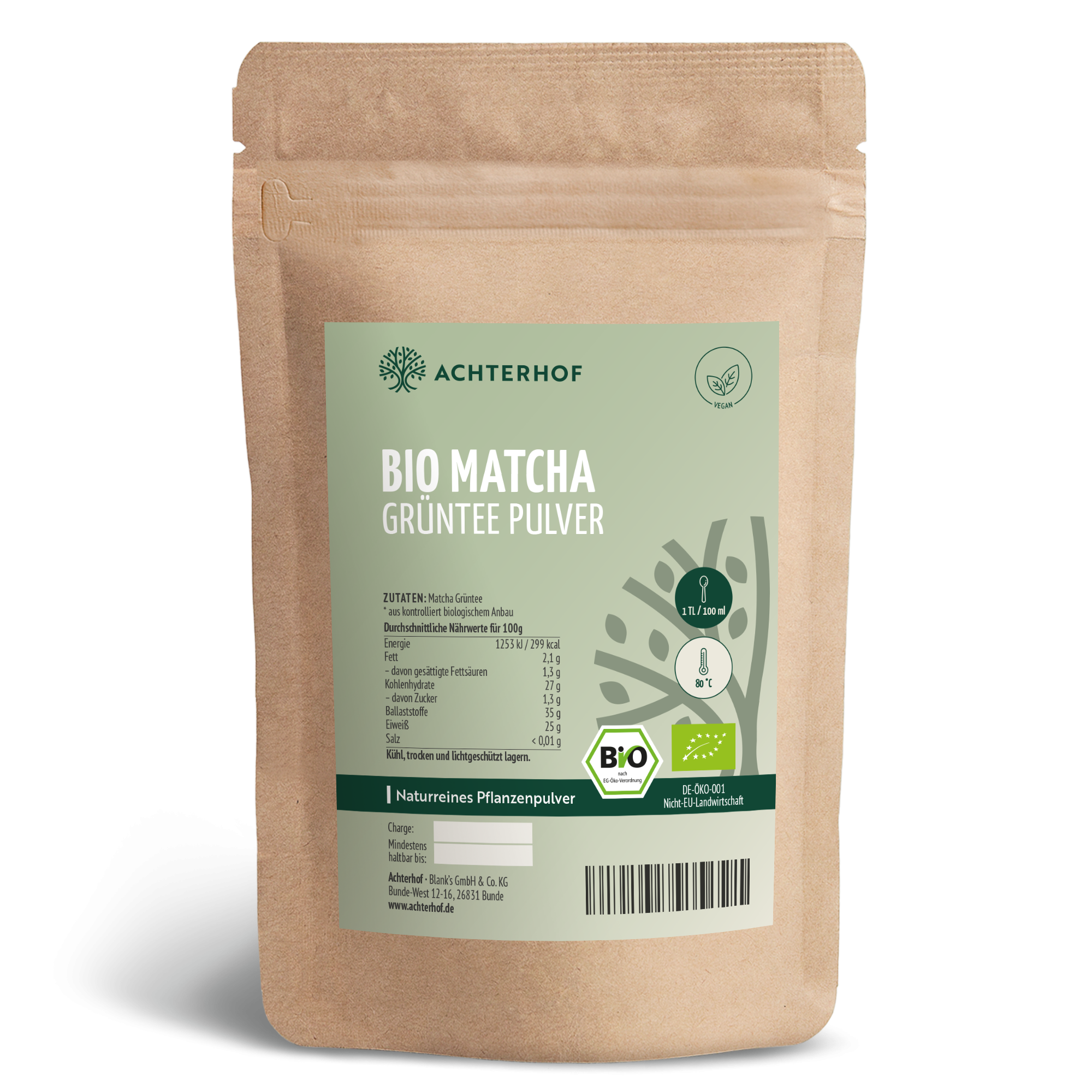 Bio Matcha Grüntee Pulver (100g)