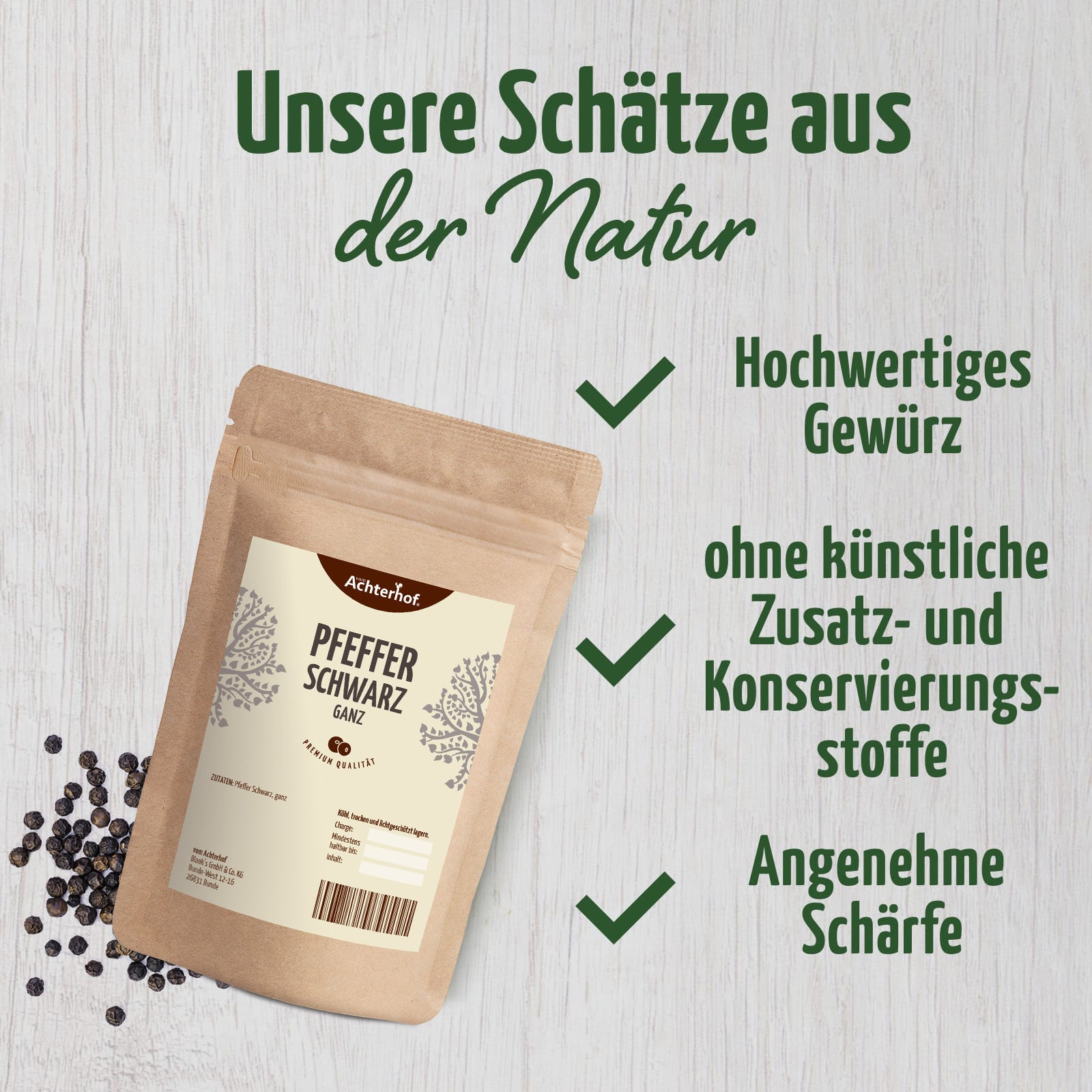 Pfeffer schwarz ganz (100g)