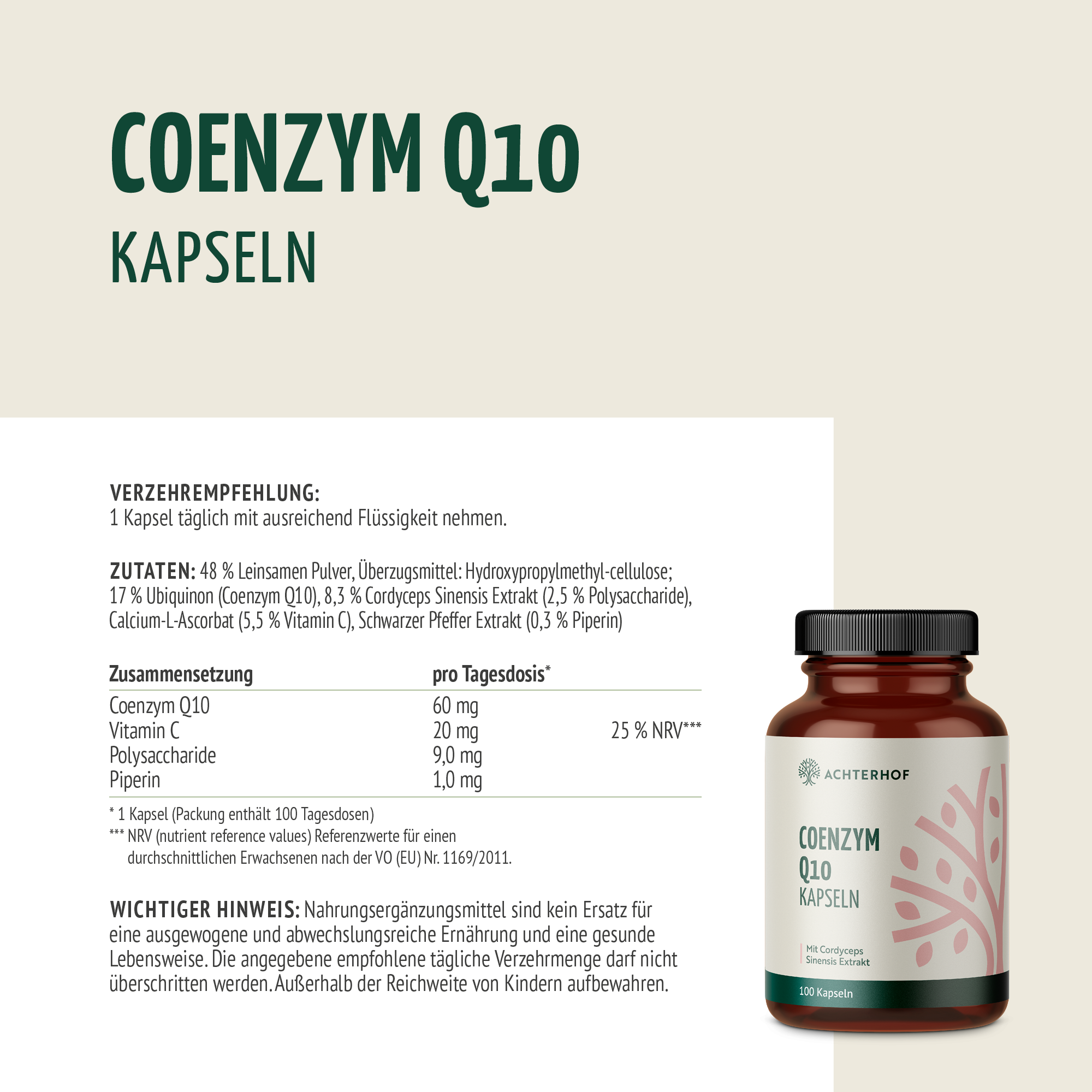 Coenzym Q10 Cordyceps (100 Kapseln)