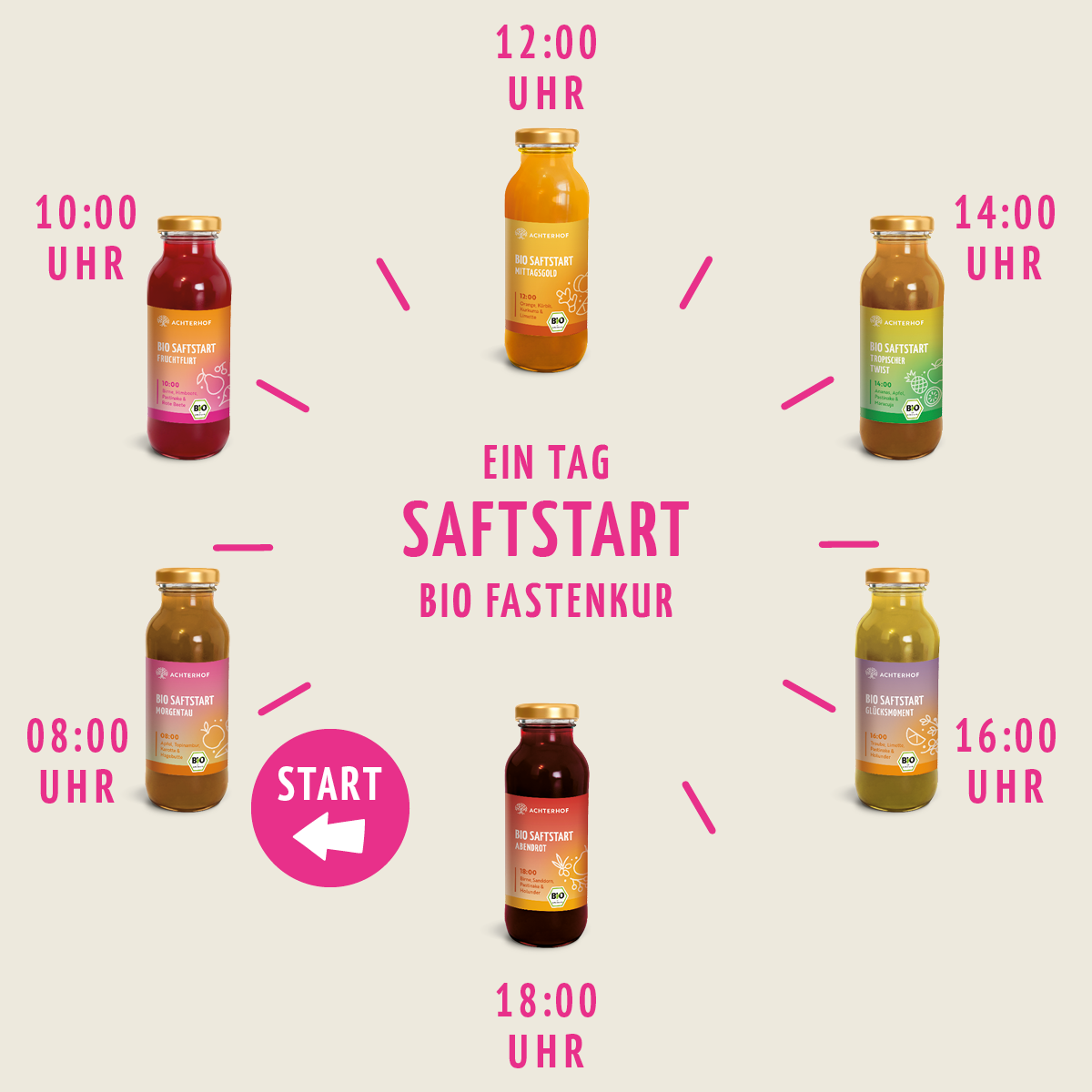 Saftstart Bio Fastenkur 3 Tage (18 Flaschen)