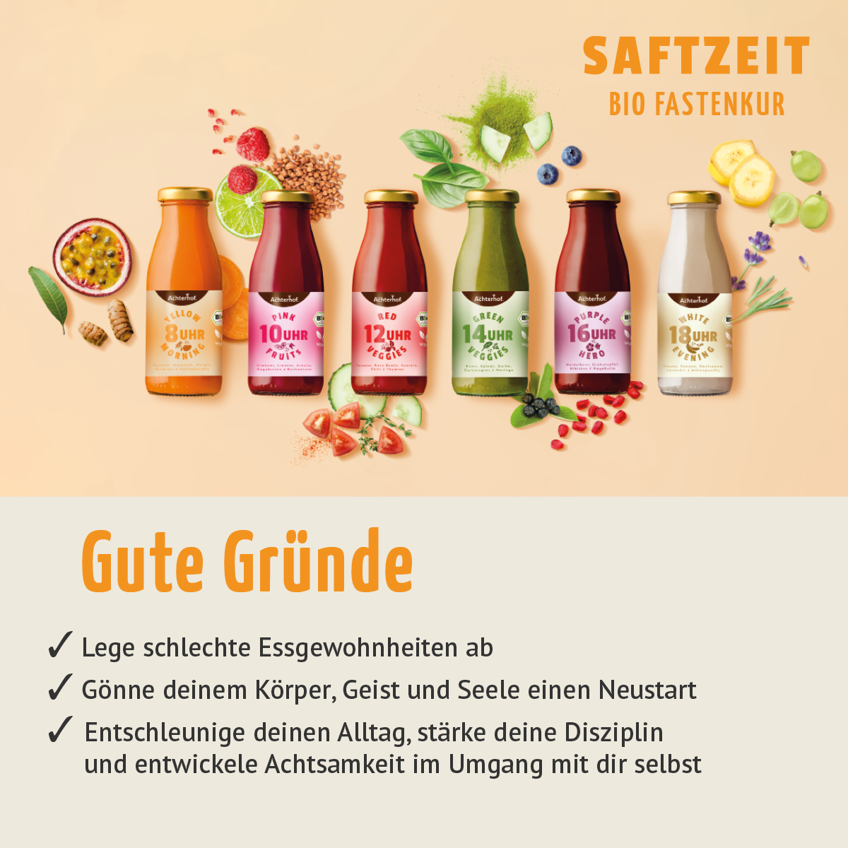 Glow-Deal: Saftzeit Bio Fastenkur 4+1 Tag Gratis