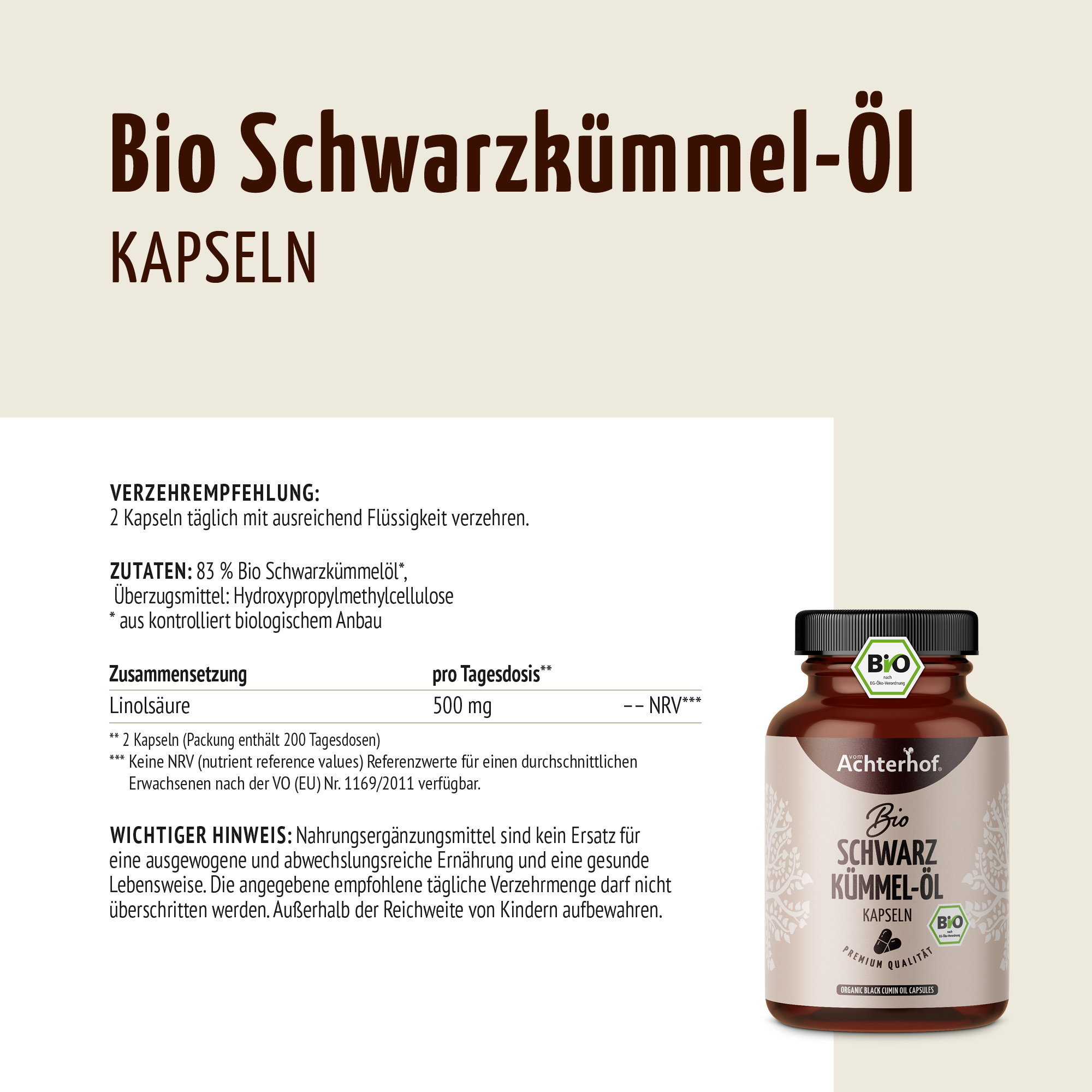 Bio Schwarzkümmel-Öl Kapseln (400 Kapseln)