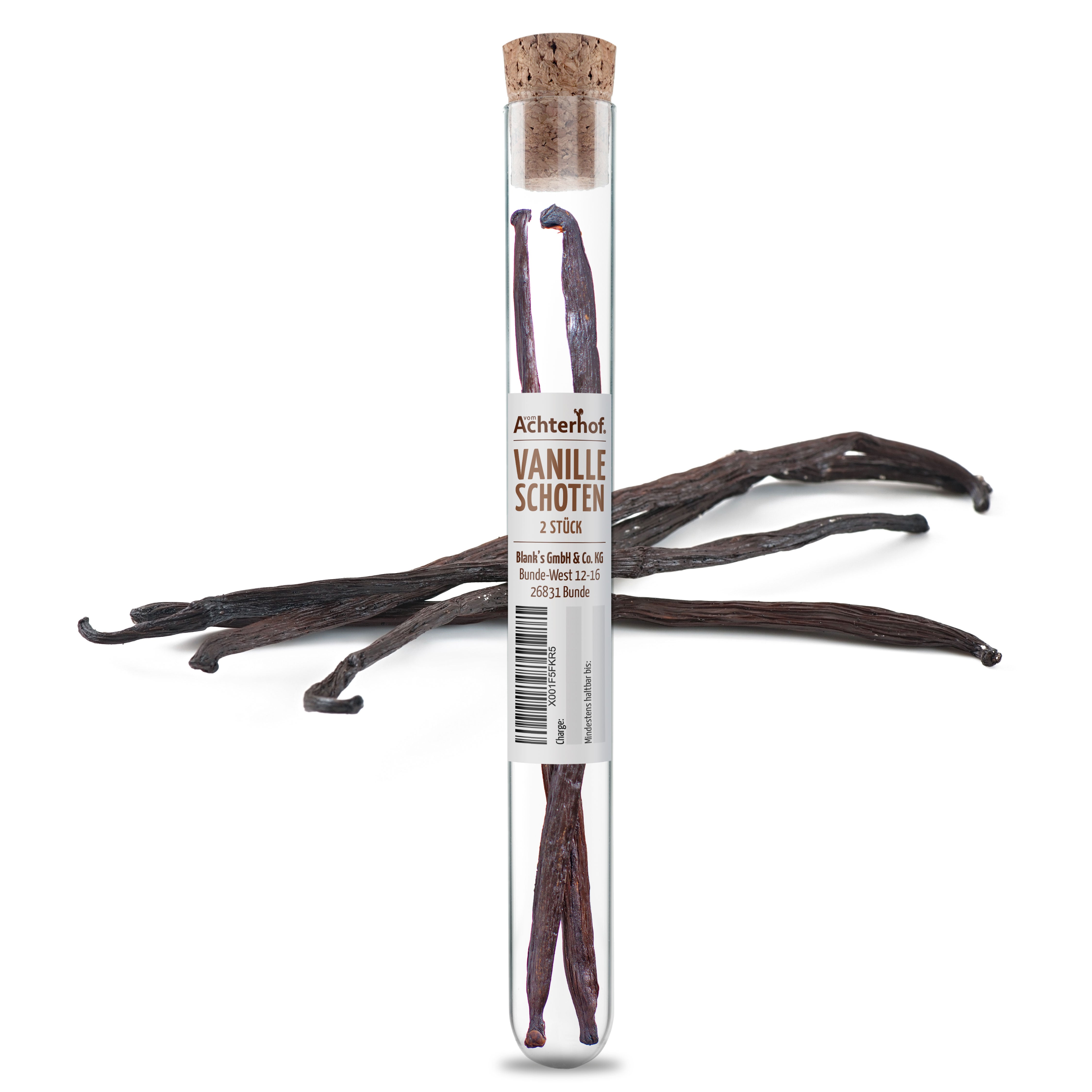 Vanilleschoten im Reagenzglas (2 Stück)