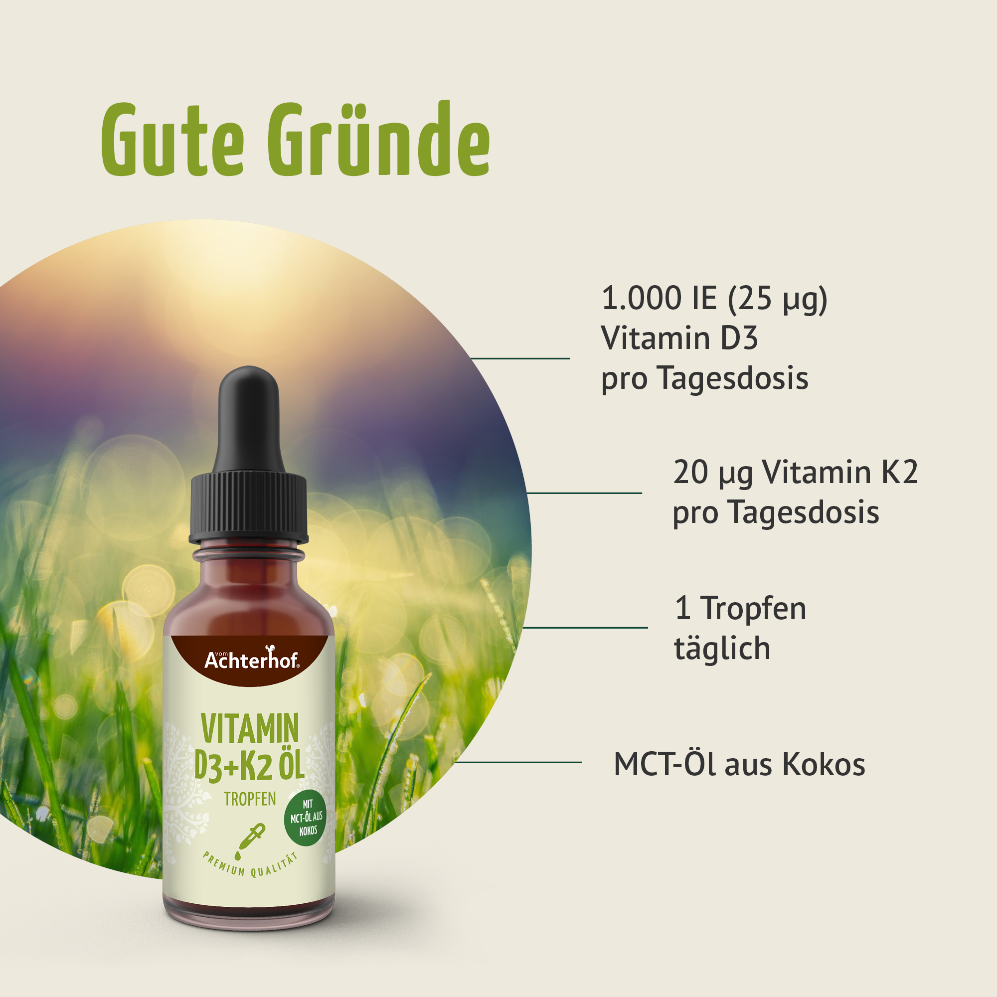 Vitamin D3+K2 Öl Tropfen (50ml)