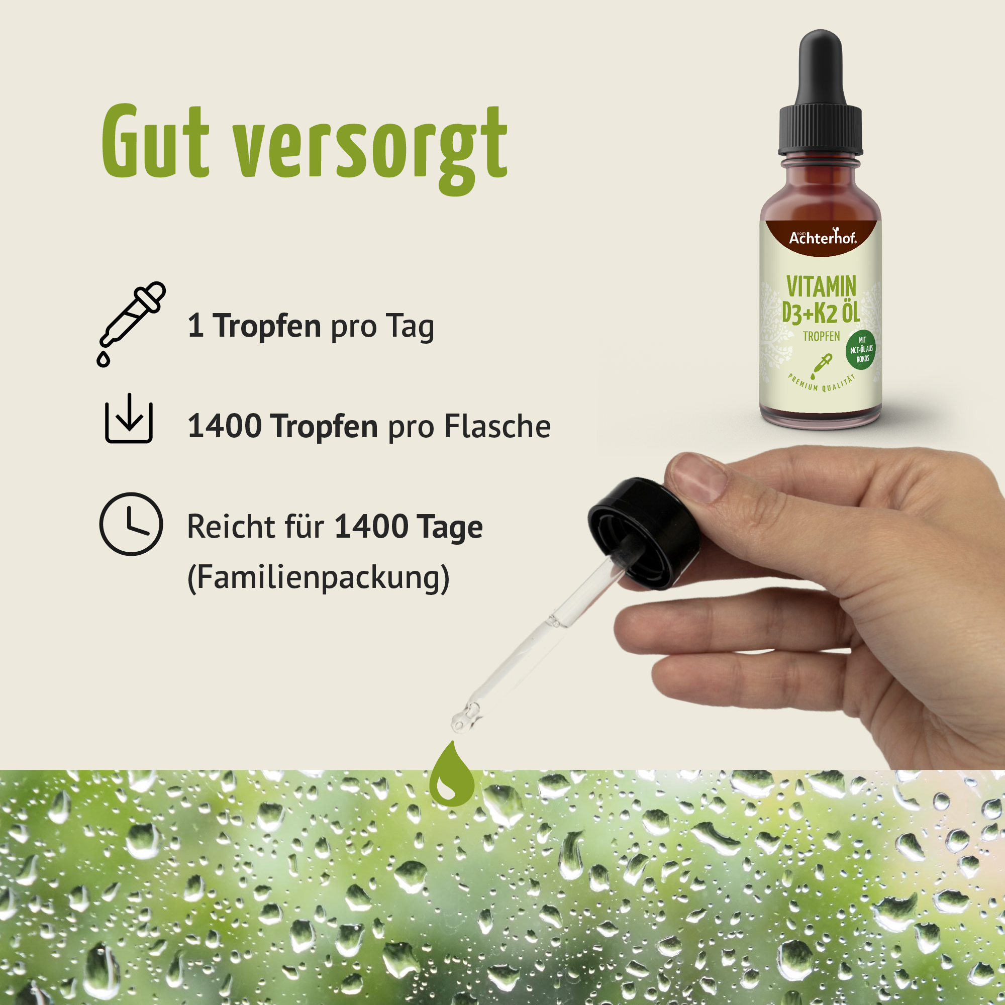 Vitamin D3+K2 Öl Tropfen (50ml)