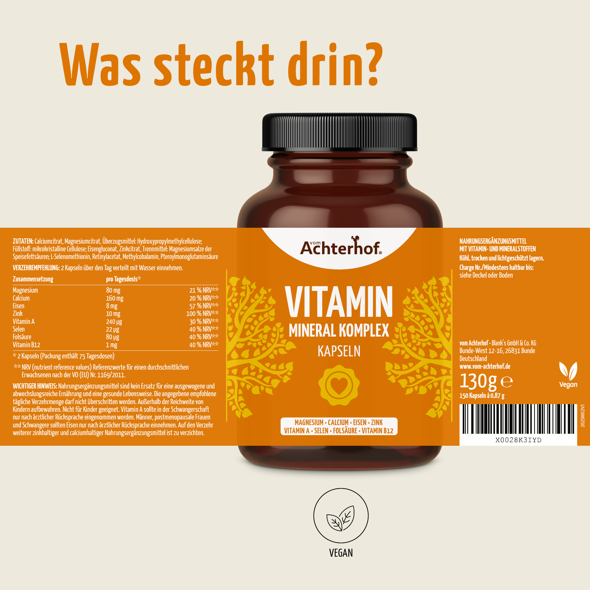 Vitamin Mineral Komplex (150 Kapseln)